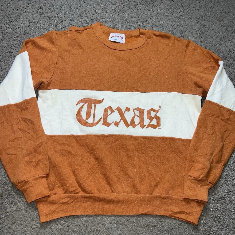Vintage 70s Texas Longhorns Nutmeg‎ Mills Orange Crewneck Sweatshirt Mens L